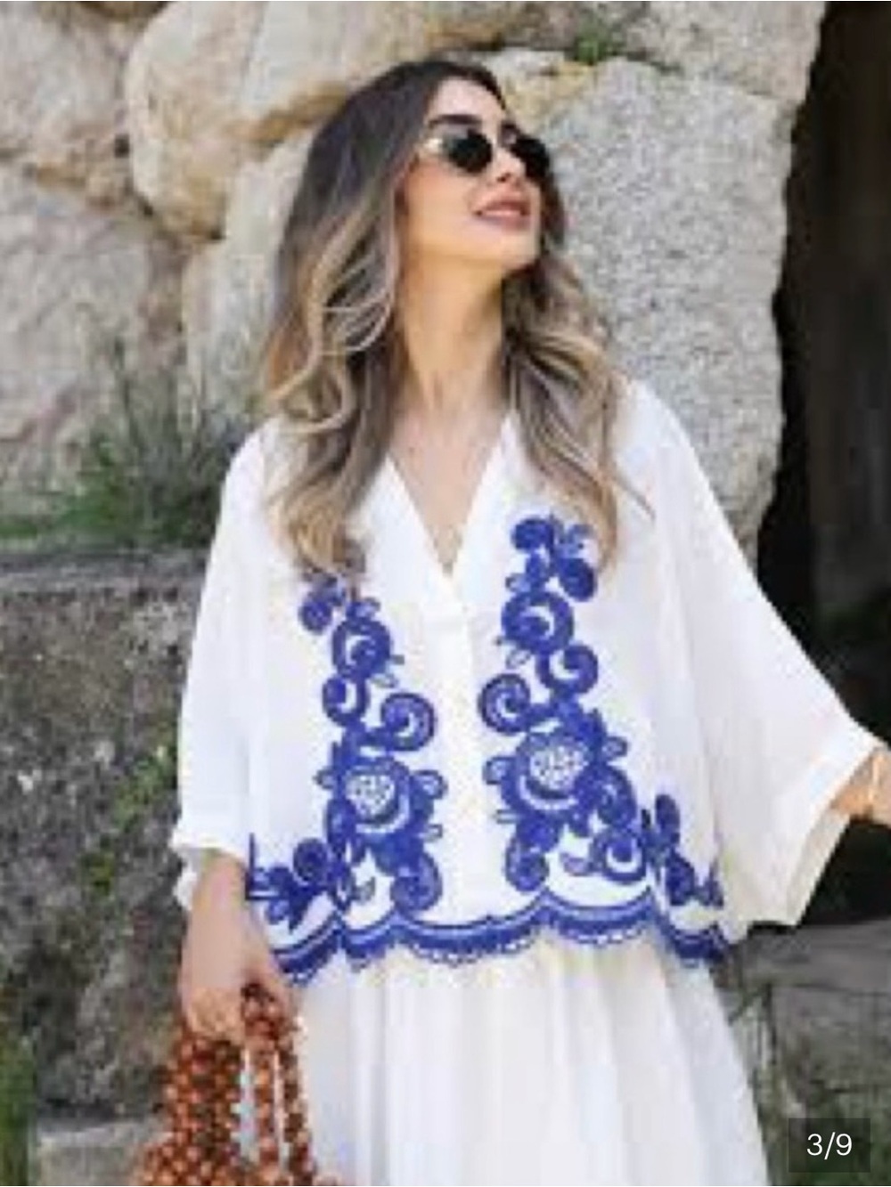 Zara kimono sleeve embroidered blouse